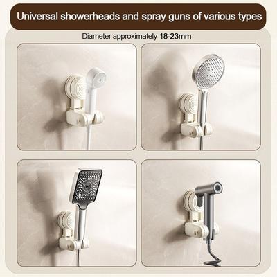 Suction Cup Shower Head Holder Relocatable Adjustable Showerhead Bracket Wall Mounted with Hooks Handheld Sprayer Support