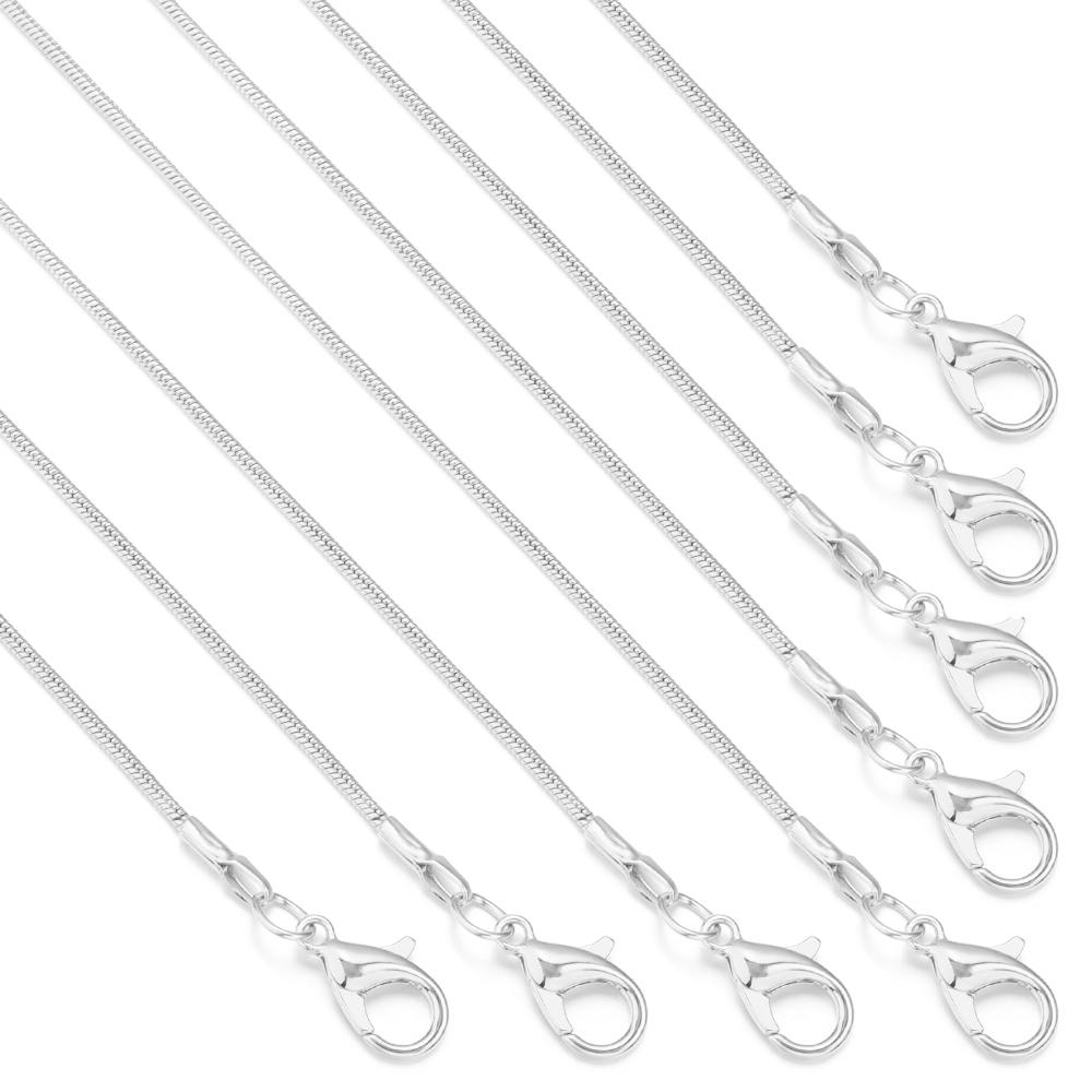 Louleur 6pcs Copper Round Snake Chain Necklace With Lobster Clasp For Women Men Fashion Chain Jewelry Findings DIY Necklace Gift