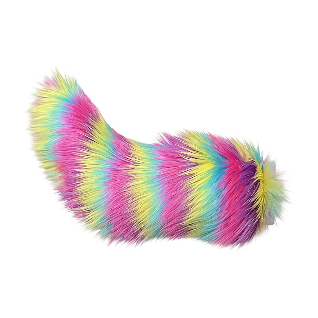 Plush Faux Fur Animal Tail Clip On Costume Accessory Soft Fluffy Tail for Cosplay Party Events Dress Up