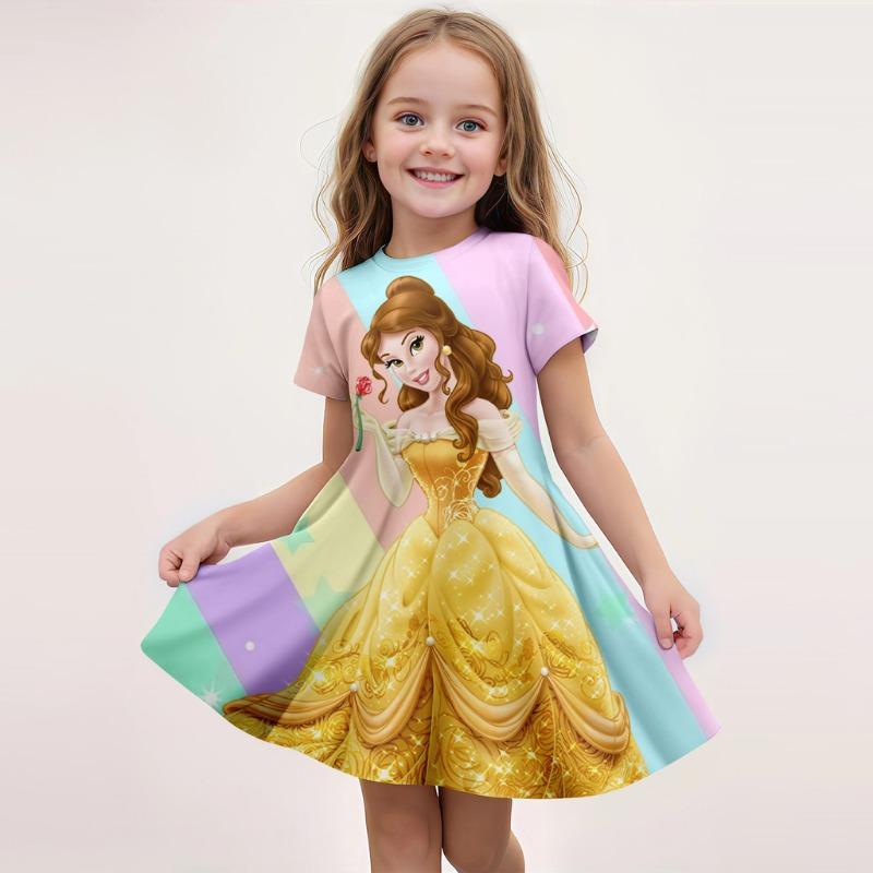 Cute Kids Pajamas Sleep Dresses for Children Girls Short Sleeve Cartoon Nightgowns Stylish and Friendly Sleepwear for Summer