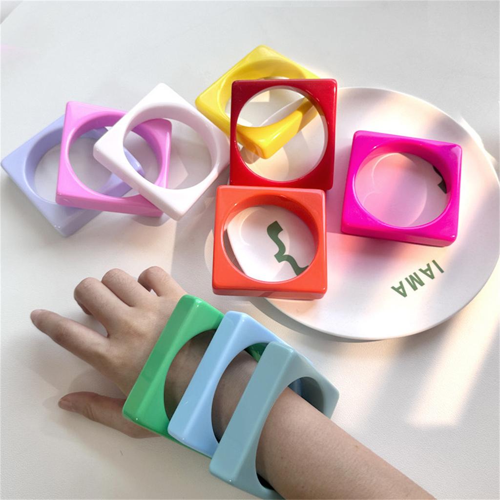 Korean Design Sense Cream Color Exaggeration Geometric Bangles Women Multicolor Gothic Bracelets Bangle Colorful Trend Jewelry