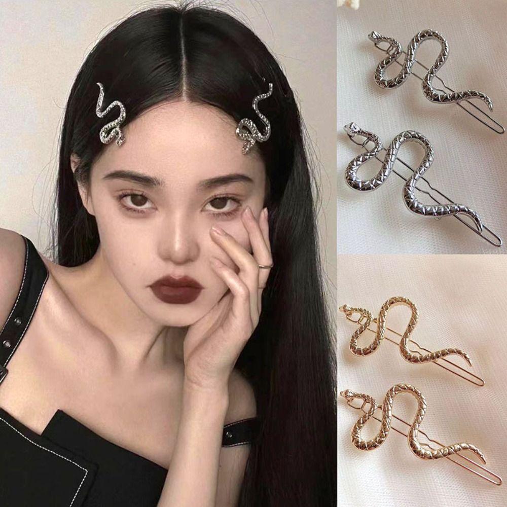 

4pcs Punk Metal Retro Barrette Creative Hair Clip Set Gothic Snake Hairpin Headwear Accessories