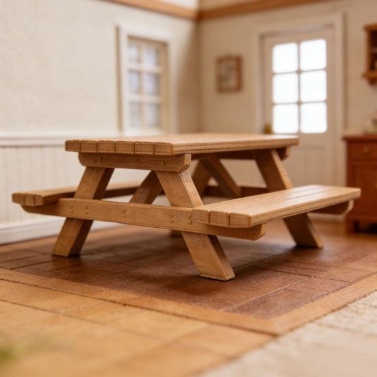 Dollhouse Ornament, Miniature Decorative Picnic Table, Realistic Detailed Models Furniture for Scene Layout Photo Props