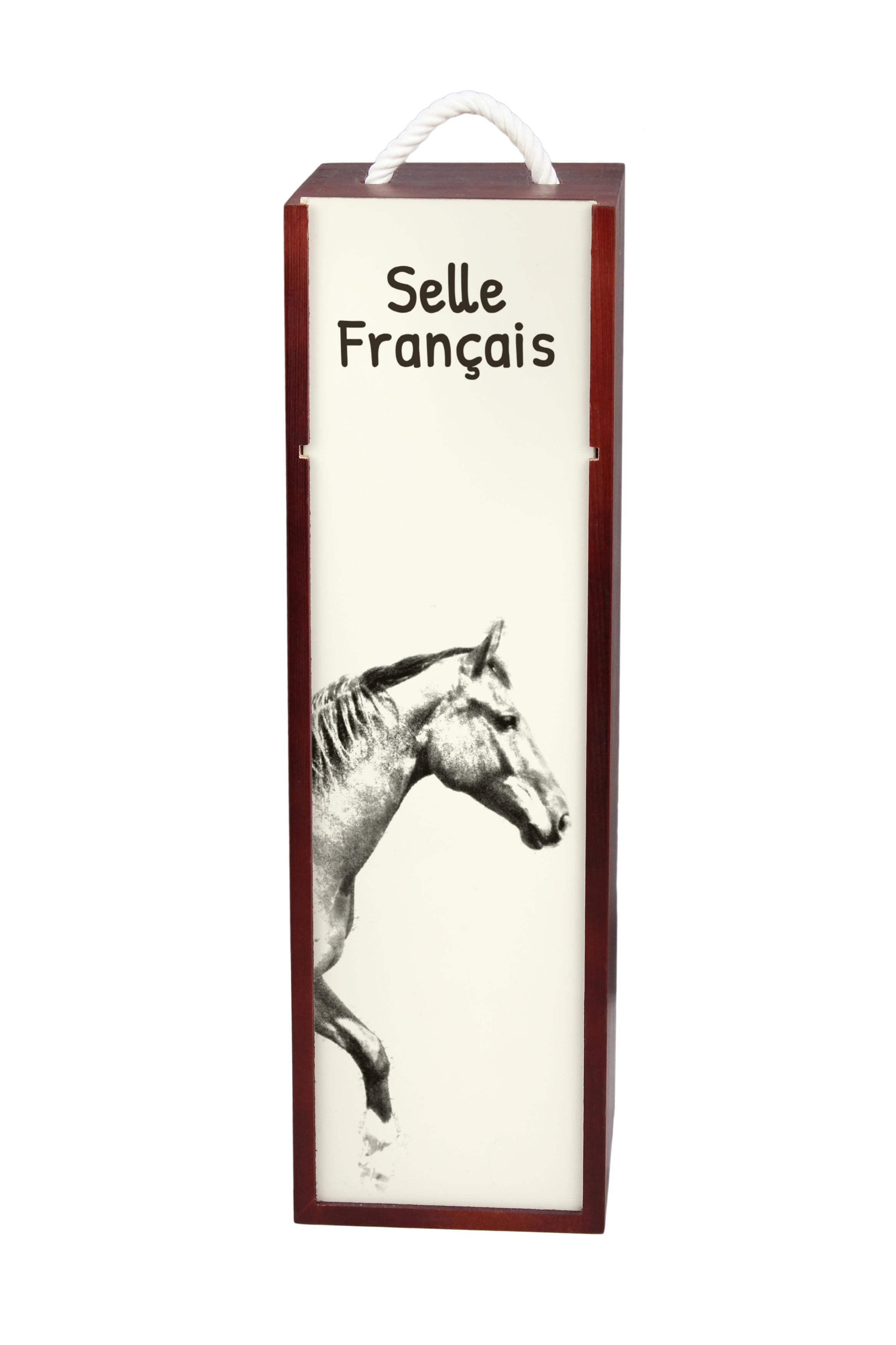 

Selle Francais - wine box with a horse, alcohol box with graphics, personalized gift box from the Art-Dog brand коричневий
