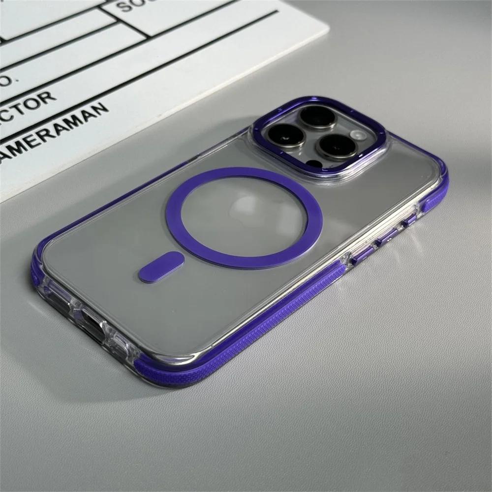 Magnetic Shockproof Clear For Magsafe Phone Case For iPhone 16 15 14 13 12 Pro Max 11 Wireless Charging Air Cushion Bumper Cover