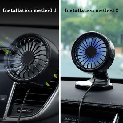 Summer Adjustable Air Fan Automotive Electric Neon Ambient Lights Fan Two Installation Methods USB Fan 3 Speeds Car Silent Fan