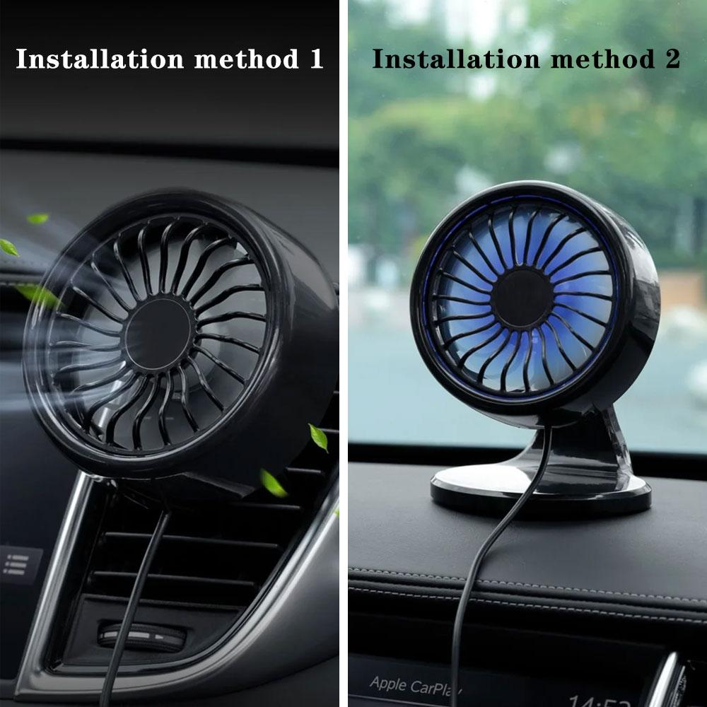 Summer Adjustable Air Fan Automotive Electric Neon Ambient Lights Fan Two Installation Methods USB Fan 3 Speeds Car Silent Fan