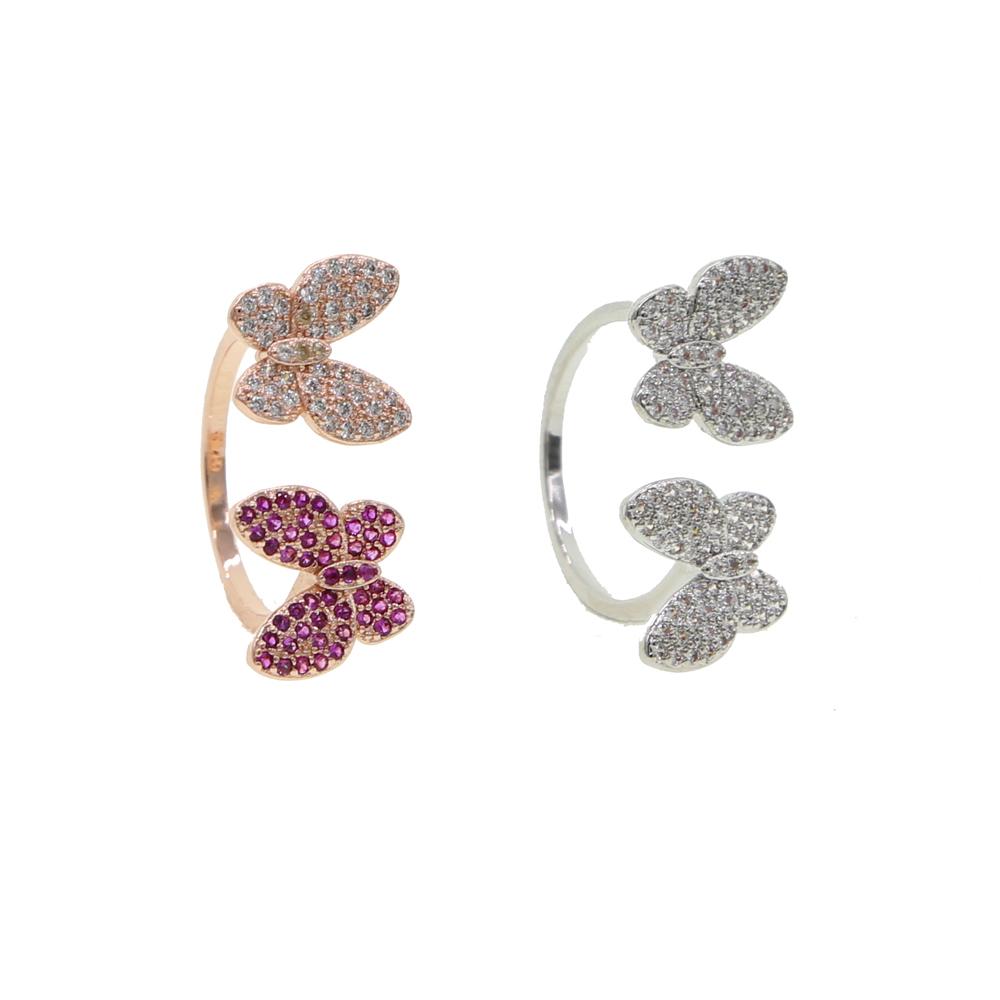High Quality Summer Delicate Cute Lovely Double Butterfly Animal Ring For Women Girl Fashion Open Adjust Size Party Jewelry