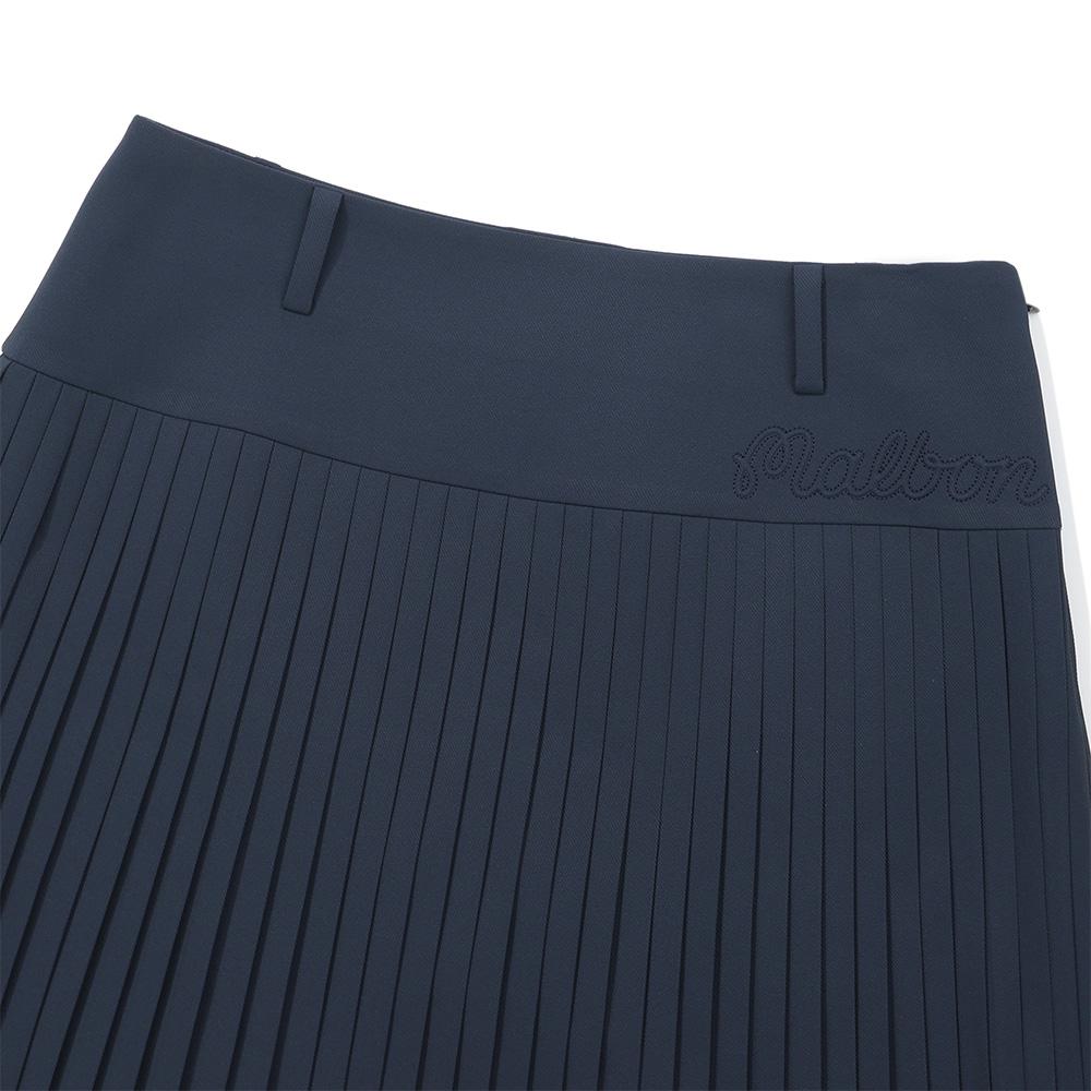MALBON GOLF Wide Waistband Fine Pleated Skirt Navy (Woman)