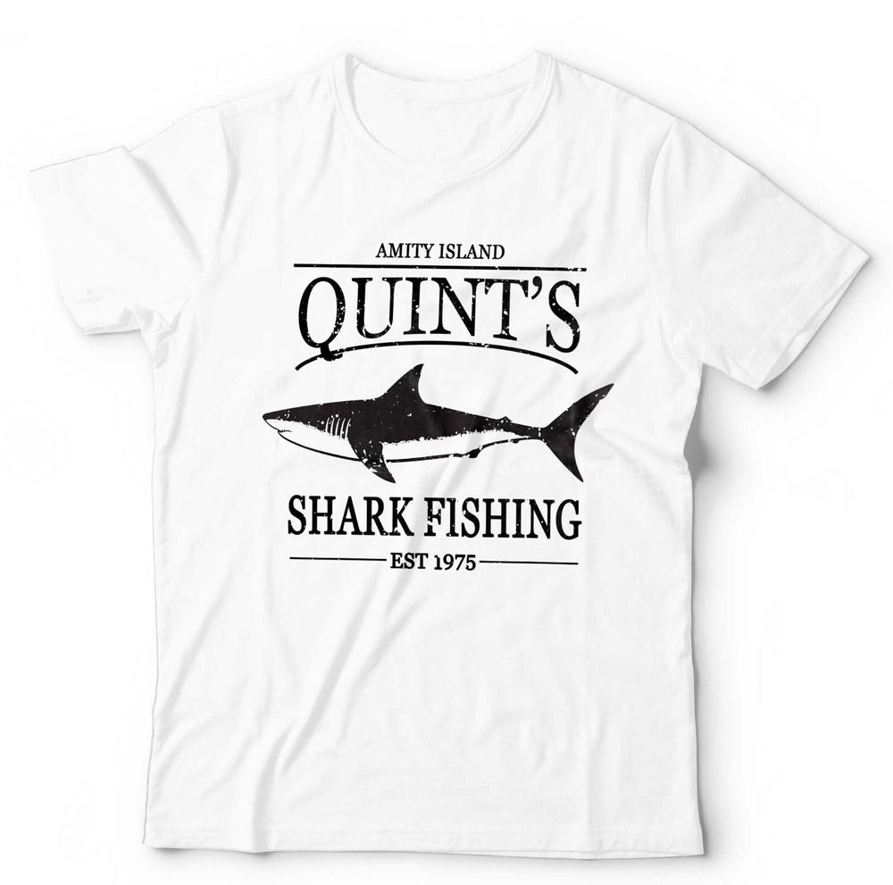 Jaws T Shirt Quints Shark Fishing Unisex Retro Movie Amity 1975 Film Horror