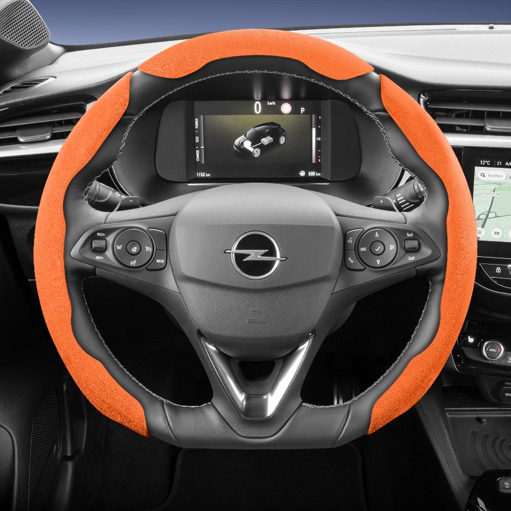 Suitable for Opel Sports Suede Steering Wheel Cover, Split Snap-On Anti-Slip Style, for Models Such As Corsa, Mokka, Astra, Grandland, Combo, Zafira, 
