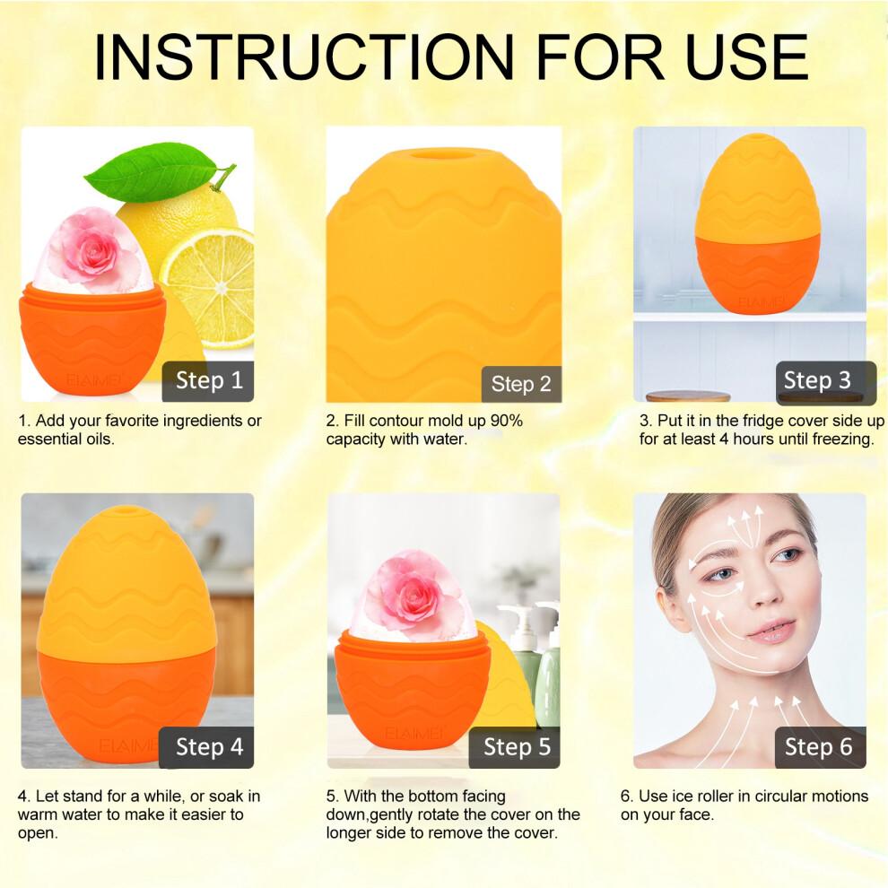 Egg Shaped Silicone Ice Face Roller for Puffiness, Dark Circles, Skin Firming, Orange