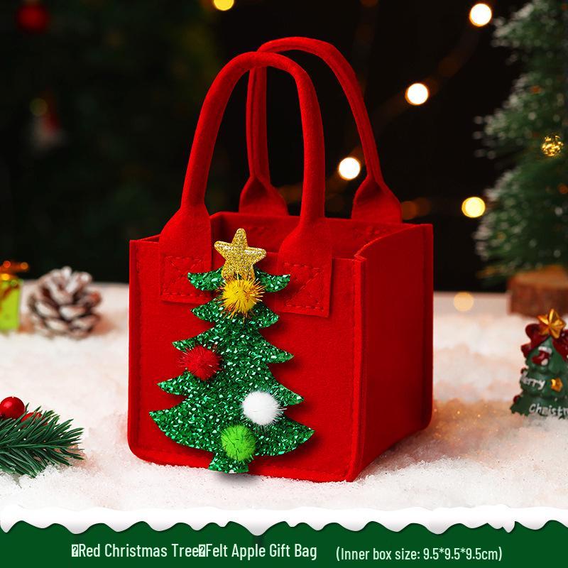 Children's Christmas Eve Apple Gift Bag - Small Handheld Candy Bag