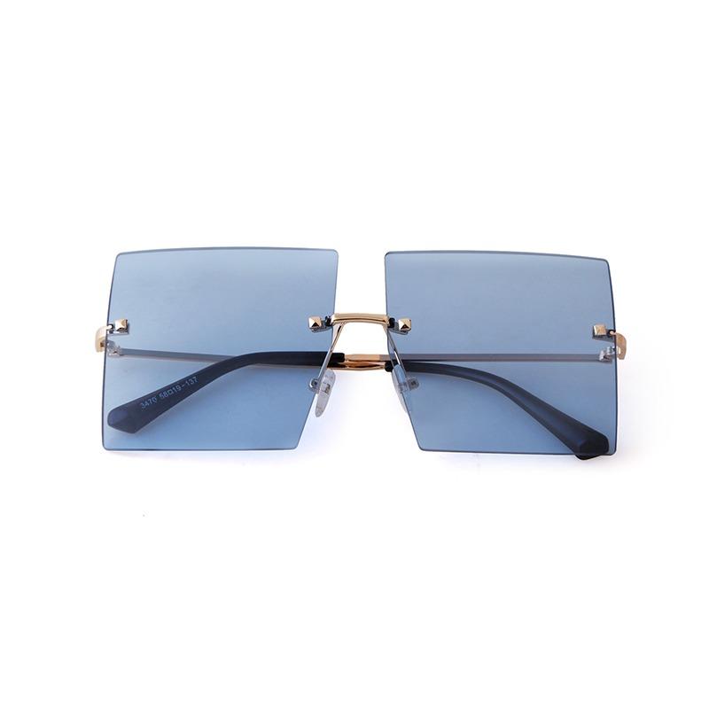Fashion Oversized Square Rimless Sunglasses Women Men Designer Ocean Blue Pink Lens Frameless Sun Glasses Gradient Shades S30D