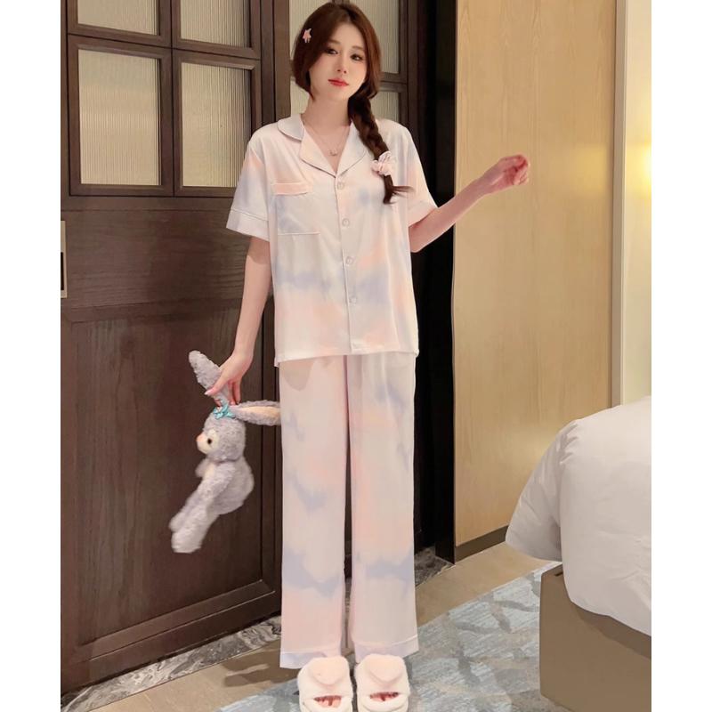Harajuku Sweet Print Women's Pajamas French Romantic Aesthetics Home Sleepwear New Autumn Fashion Nightwear