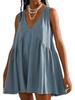 2025 European & American Women's V-Neck Sleeveless Pleated Pocket Dress - Spring/Summer Trend