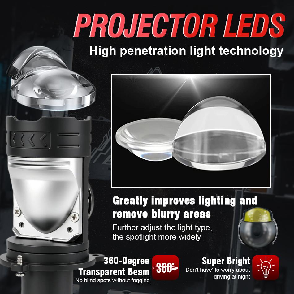 Bullvision 1PC H4 LED Lens Mini Bi Led Projector 800W Headlights CANBUS 9003 HB2 High Low Beam 6000K Motorbike Turbo Lamps