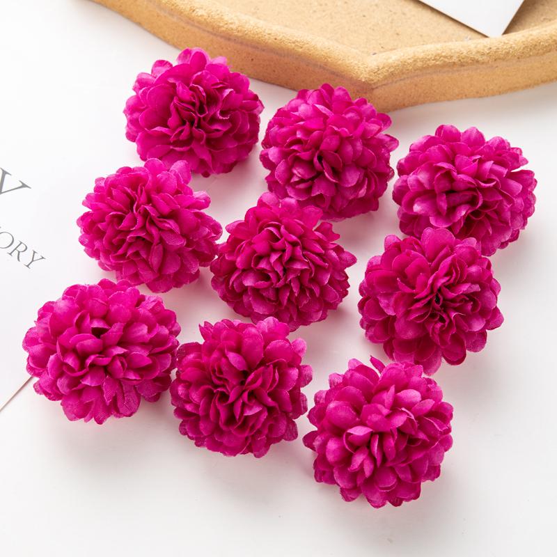 100PCS Artificial Hydrangea Flowers Wedding Home Party Room Decoration Christmas Candy Box Fake Silk Scrapbook Plants