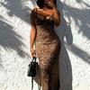 European and American style pure desire leopard print suspender fishtail skirt ins new Spice Girl halter hip long skirt suspender skirt even