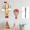 3Pcs Hot Air Balloon Wall Art Wooden Cartoon Animals Clouds Wall