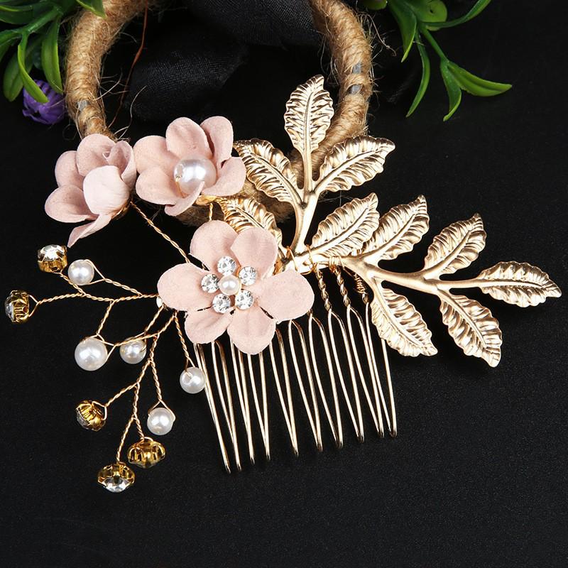 Gold Bridal Headwear: Handmade Pearl Hair Accessories Set