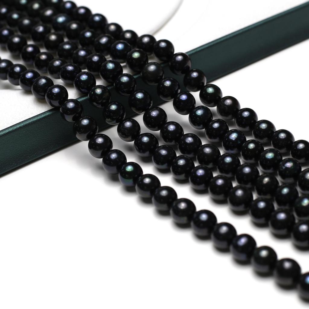 1String, Handmade Round Pearl, 9-10mm, Black Natural Freshwater Pearls Beads for Jewelry Making DIY Necklaces Bracelets Crafts Length 36cm