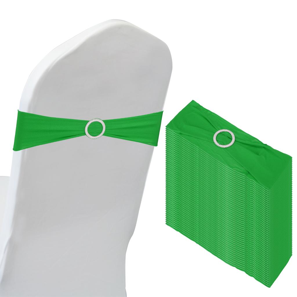 50pcs Stretch Chair Sashes Bows Elastic Chair Bands Sashes with Buckle Slider for Wedding Banquet Decorations 14"x5"