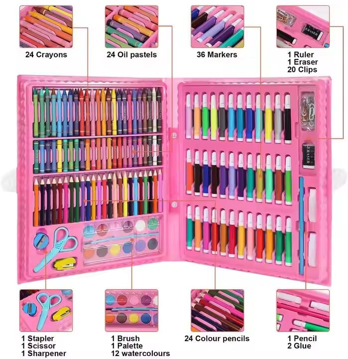Hot Sale 150 Pcs School Kids Drawing Stationery Set Art Sets for Painting