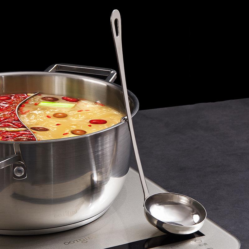 Stainless Steel Colander Soup Spoon with Hook Shell Filter Dessert Long Handle Strainer Skimmer Porridge Spoons Cooking Tools