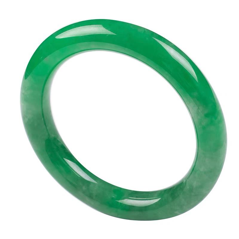 Imperial Green Jadeite Bracelet: Full Green Round Bar, Thin Style, Perfect Gift for Women 56mm
