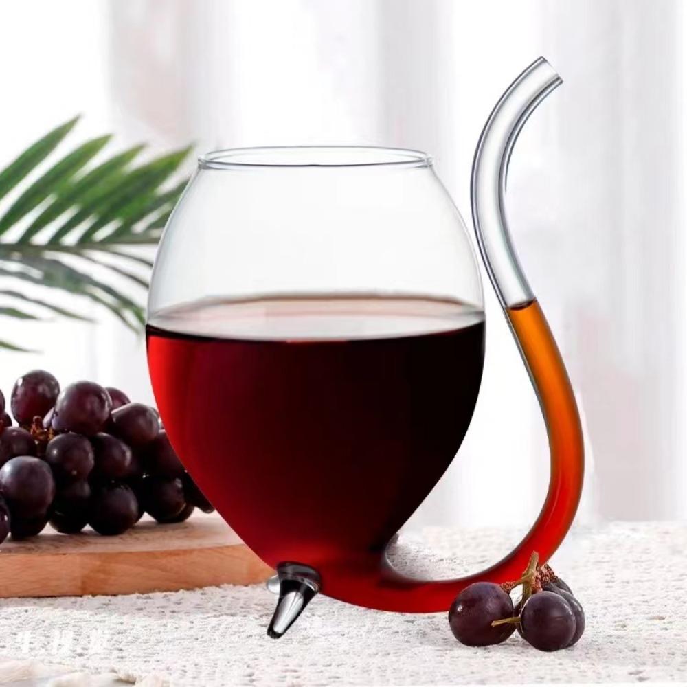 Hot Selling Wine Glass Cup Cocktail Glass Cup with Straw For Drinks Beer Clear Wine Glasses Drinkware Bar Tool Gift