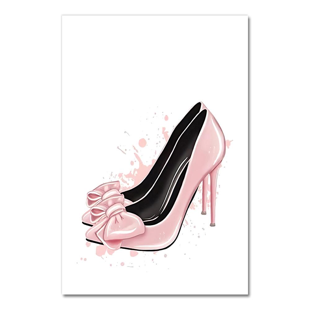 Nordic Perfume Bottle High Heels Wall Art Canvas Painting Modern Wall Pictures For Living Room Home Decor No Frame