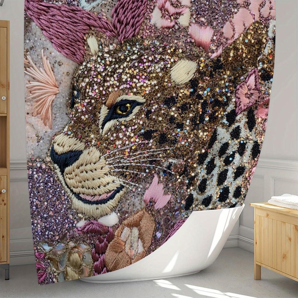 Jungle Leopard Shower Curtain - Colorful Texture Wall Hanging For Living Room And Bedroom Decoration - Wildlife Home Decoration