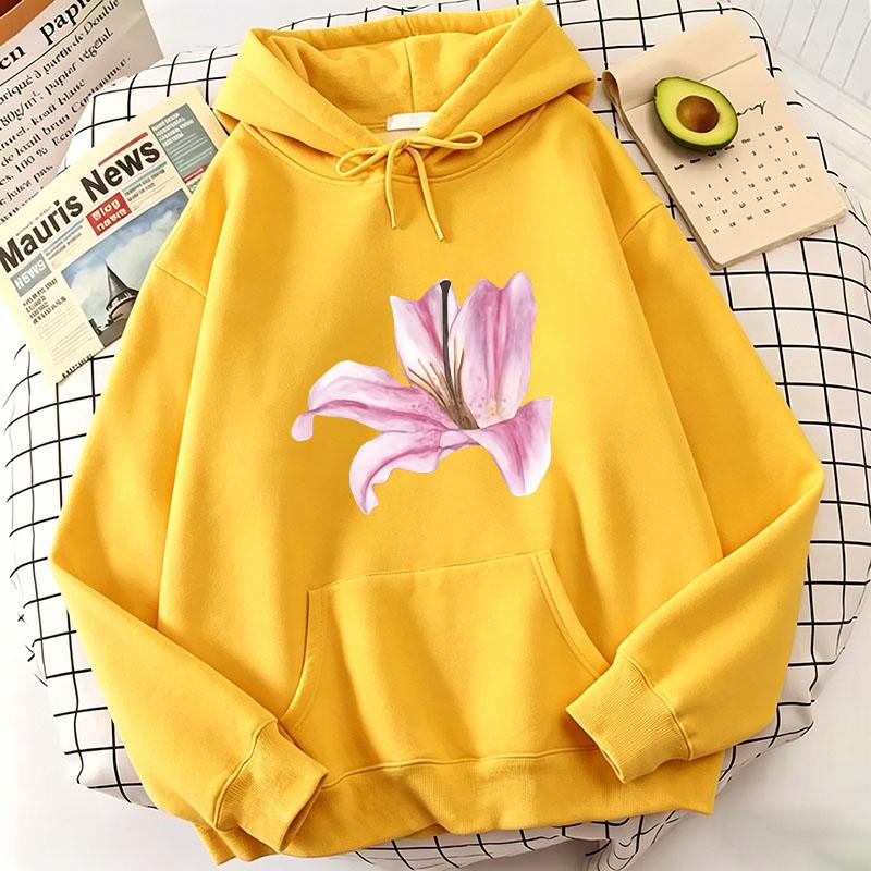 Casual Flower Print Hoodies Hoodies Sweatshirts Women Tops Spring Autumn Winter Oversized Graphic Hoody