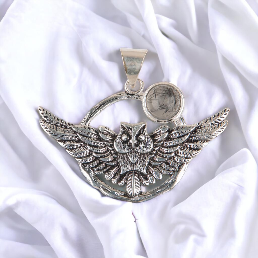 Natural Gemstone 925 Solid Silver Designer Jewelry Pendant 1.48" Christmas Gift CP-17