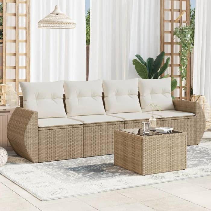 VidaXL Garden Lounge Set with Cushions 5 Pcs, Sofas with Adjustable Feet, Outdoor Furniture Set Patio Terrace, 3253425