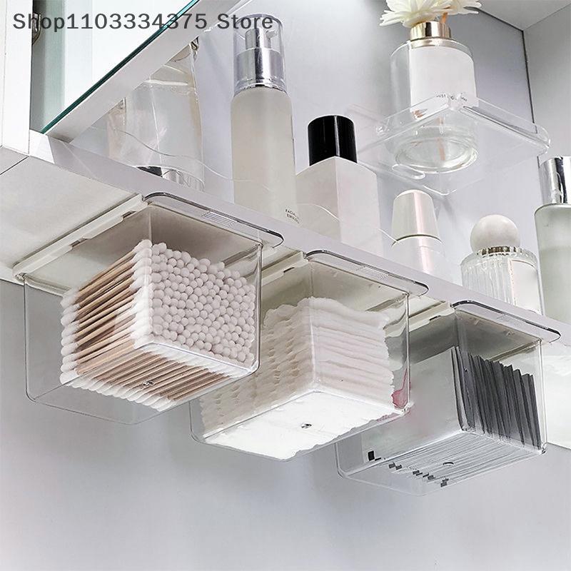 Transparent Cartoon Pull-out Storage Box Bathroom Bathroom Cabinet Mirror Cabinet Under The Storage Box Cotton Swabs Cotton Pads