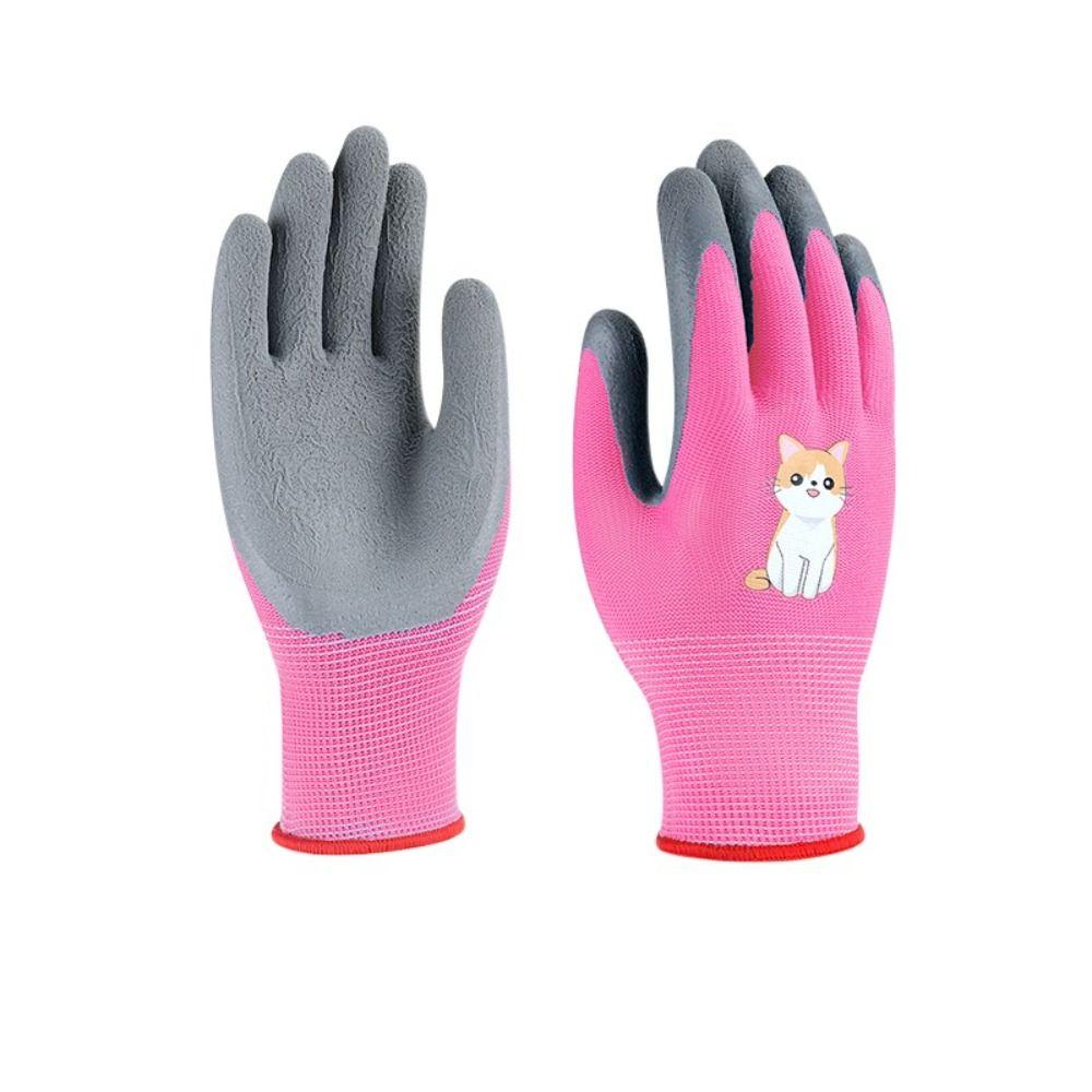 Polyester Garden Work Gloves Waterproof Yard Work Gloves Kid Gardening Gloves  Children
