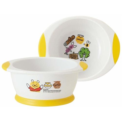 Skater Rice Bowl, Easy-to-Scoop Children's Tableware, Pooh Sketch, Disney Design, 12.5 X 10 X 5.2cm (WP2)