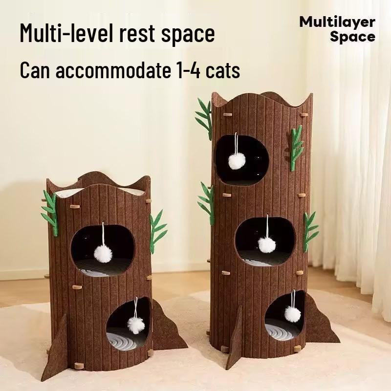 Universal Multi-Layer Cat Tree with Winter Warm Bed & Felt Hole
