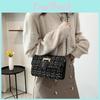 Fashionable 2024 New Korean Style Woven Grid Mini Square Bag Street Trend Pu Shoulder Bag