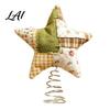 Fabric Star Ornament Christmas Tree Topper Patchwork Plush Stuffed Xmas Handmade Cloth Topper for Winter Holiday Party Home Decor