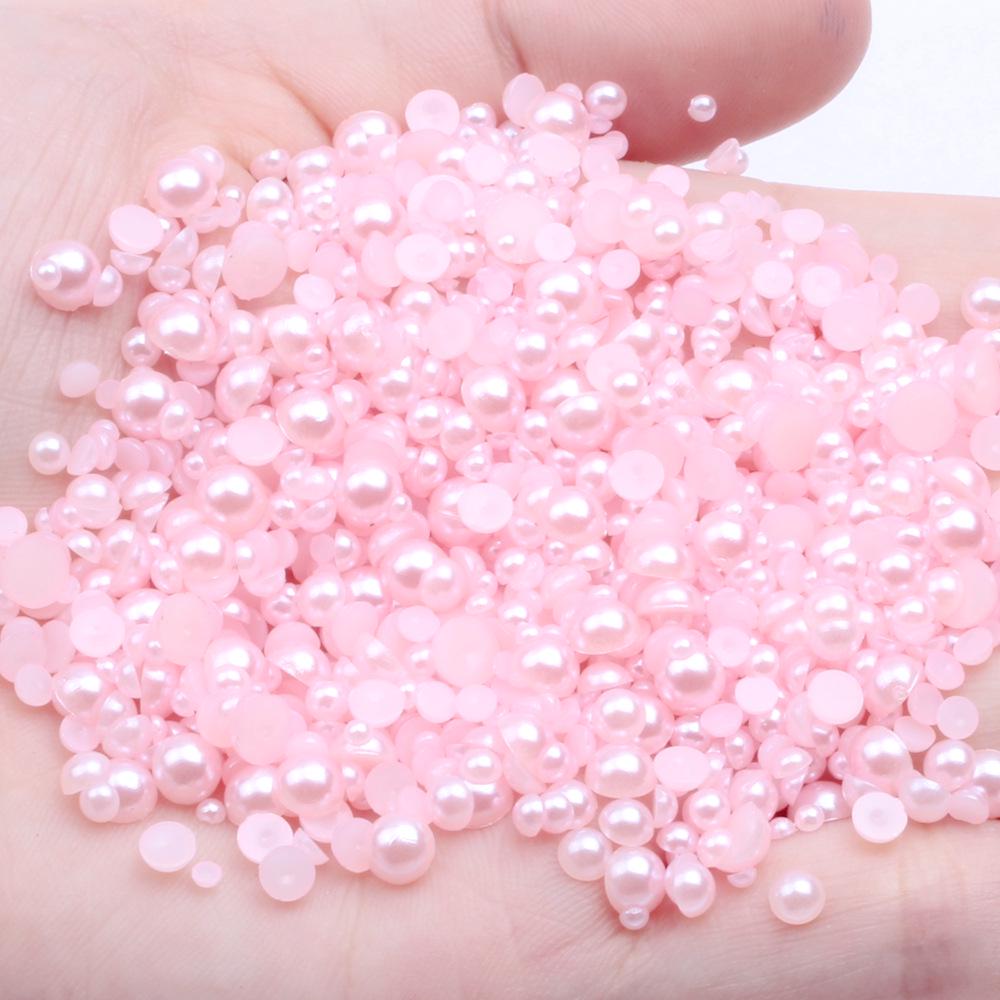 9mm Flat-back Half-round Pearl Beads - 100 Pcs for DIY Phone Case Decoration
