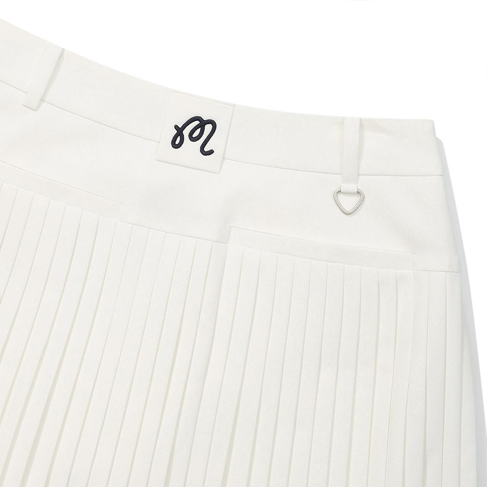 MALBON GOLF Women'S Wide Waistband Fine Pleated Skirt Off White (Woman)