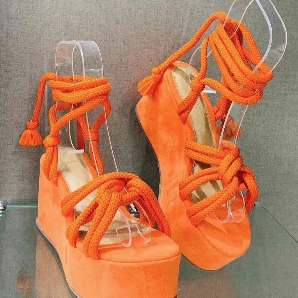 Foreign Trade Women's Shoes 2025 Summer New Fish Mouth Strap Wedge Sandals Women's European Beautiful Women's Large Size Platform Shoes