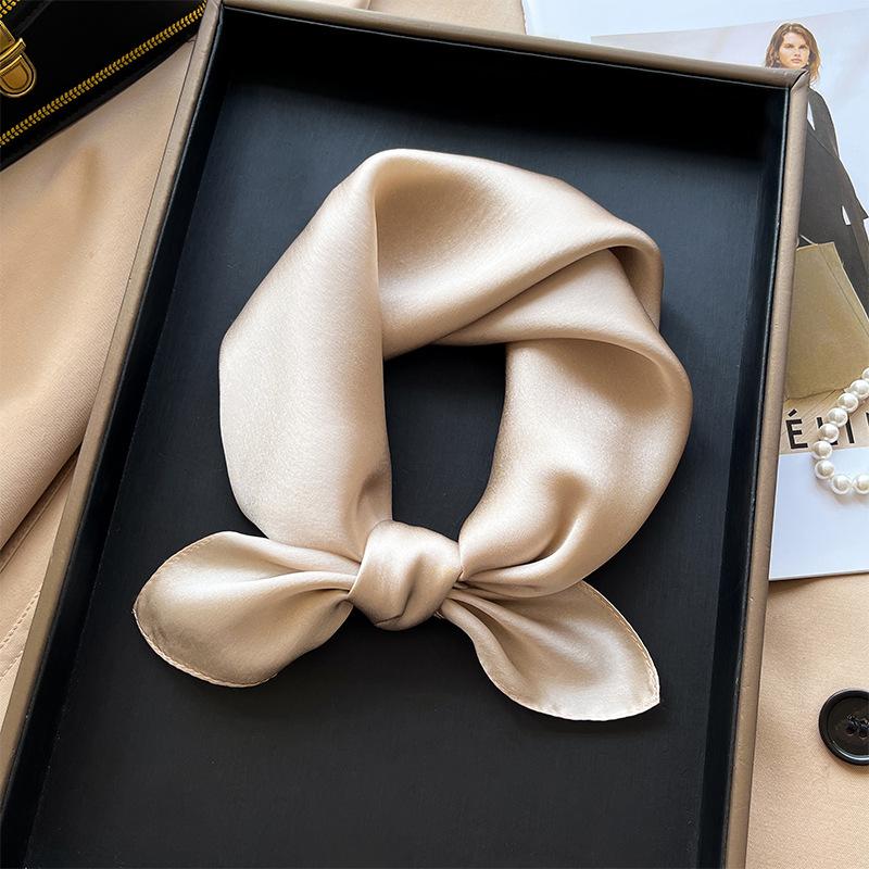 Korean version plain color high-end silk scarf women's 53 mulberry silk square scarf summer solid color versatile silk square scarf scarf