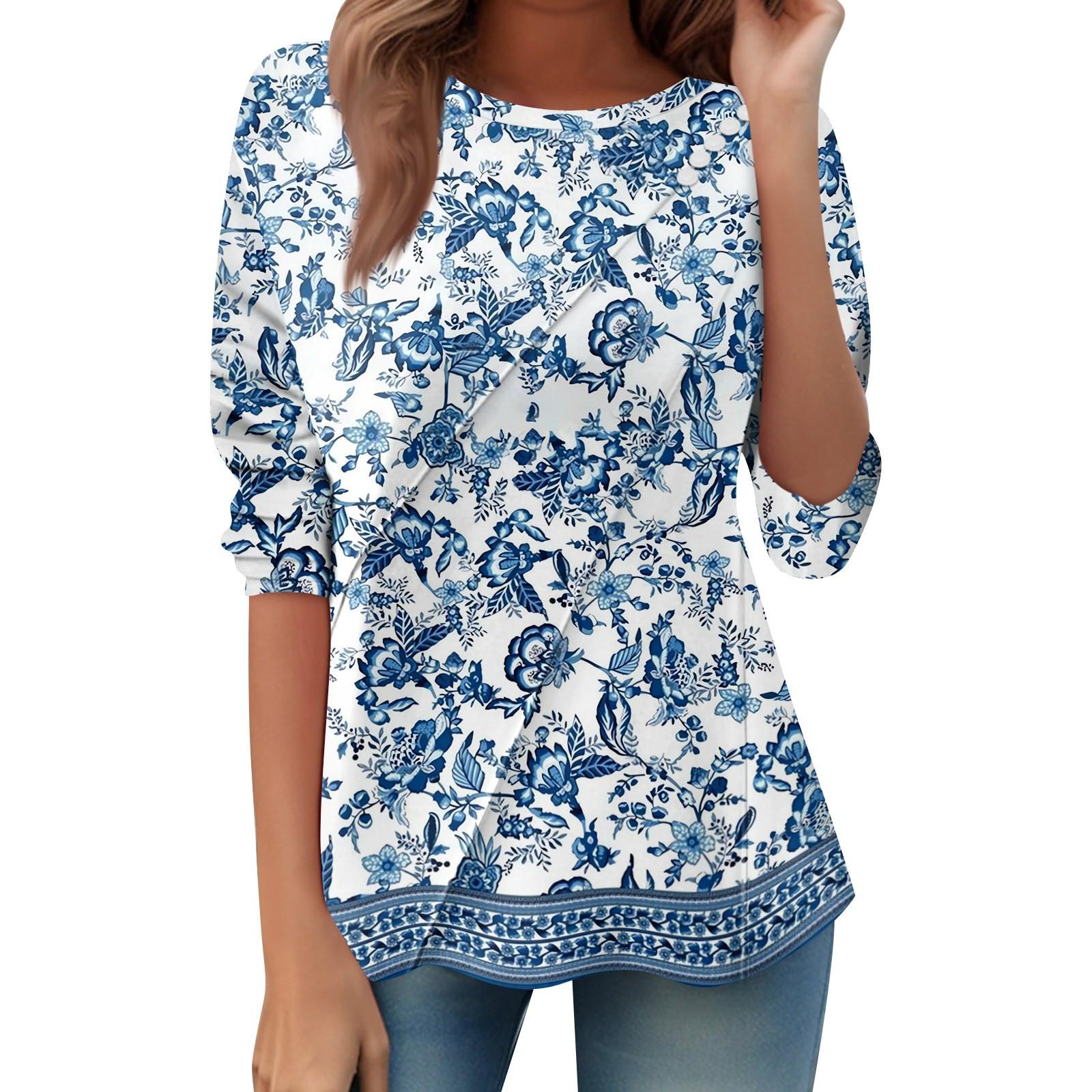 

Женский свободный повседневный топ с длинным рукавом, круглым вырезом, пуговицами, принтом в полоску, футболка XXL