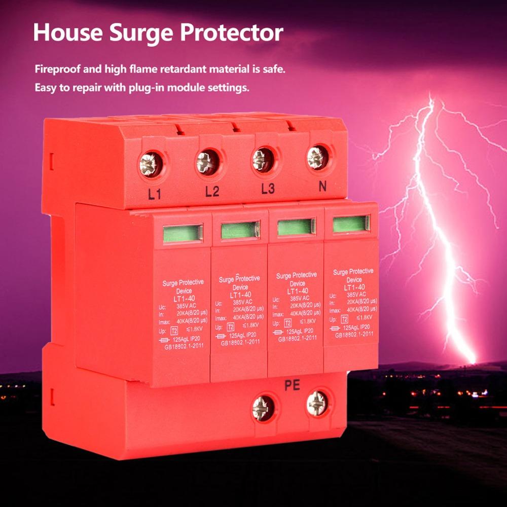 4P House Arrester Device 385V Power Transient Protector Durable Low Voltage Arrester  House