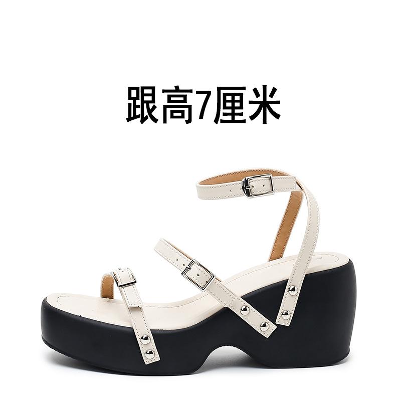 Gladiator Summer Chunky Women Sandals Fashion Cover Toe Platform Wedges Heel Slides Ladies Outdoor Casual Sandalias 2025