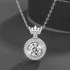 Crown Top Floating Round Cubic Zirconia Full Halo Pendant Korean Style Women Clavicle Necklace